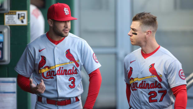 St. Louis Cardinals outfielders Dylan Carlson and Tyler O'Neill